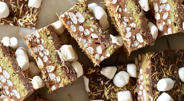 Chokladiga bitar med marshmallows och kokosflingor, som små cake pops i en ny tappning.
